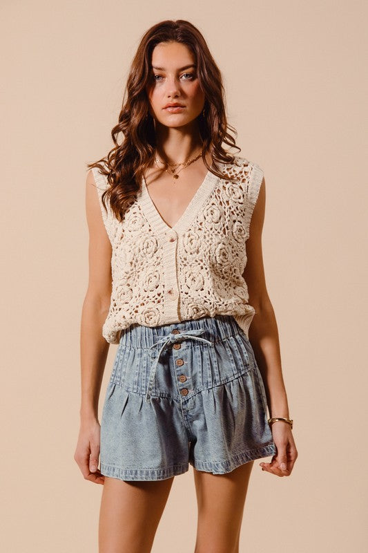 Bow Flared Leg Shorts