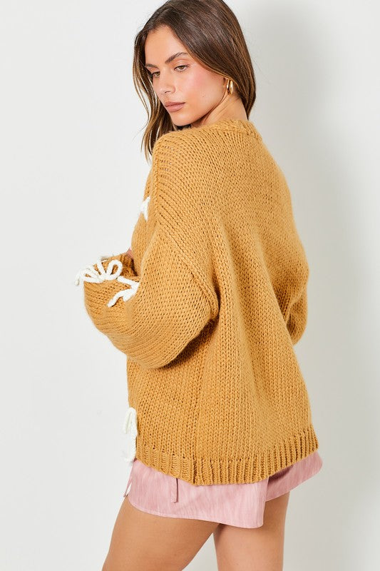 Bow Chunky Cardigan-BR