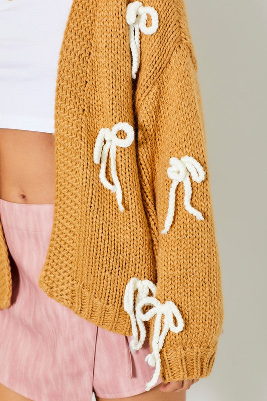 Bow Chunky Cardigan-BR