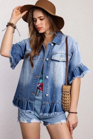 Cowgirl Short-Sleeve Denim Jacket