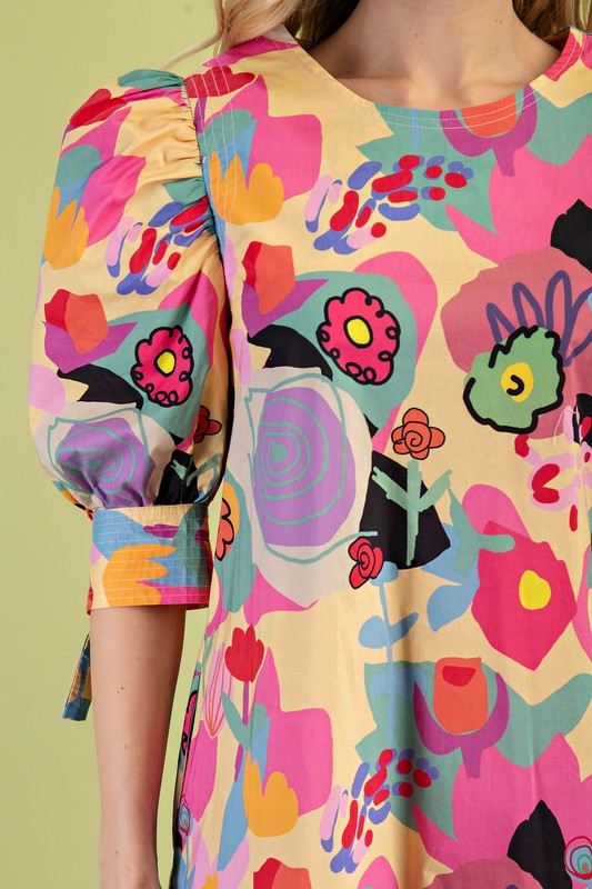 Floral Round Neck Dress