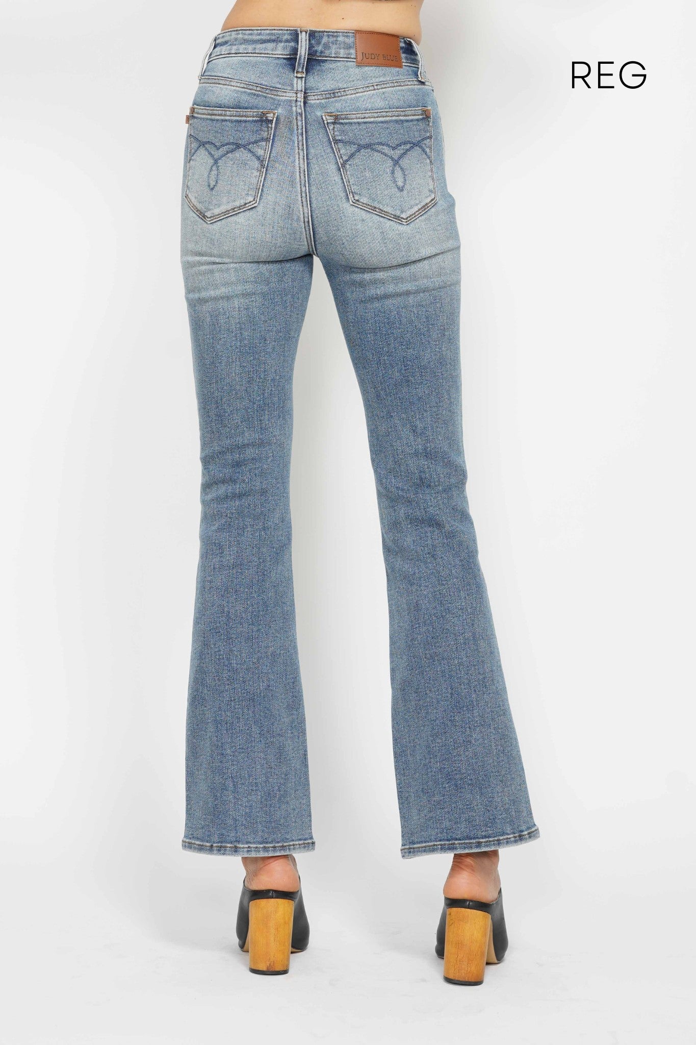 High Waist Tummy Control Back Pocket Embroidered Bootcut Judy Blue Jeans
