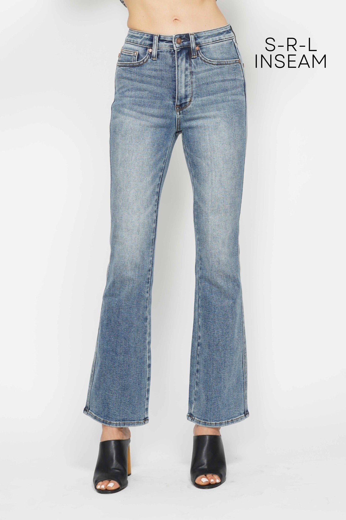 High Waist Tummy Control Back Pocket Embroidered Bootcut Judy Blue Jeans