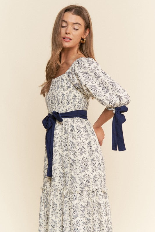 Floral Print Smocked Maxi