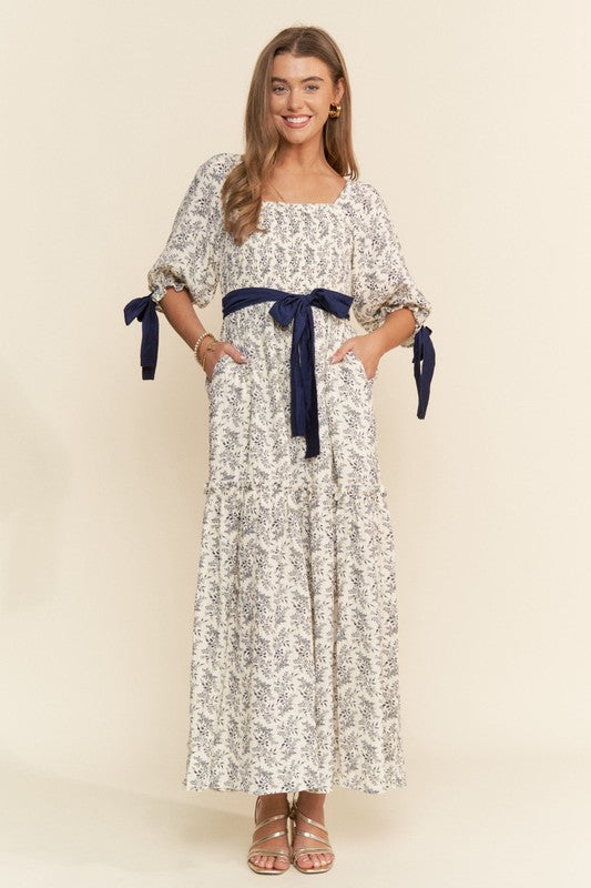 Floral Print Smocked Maxi