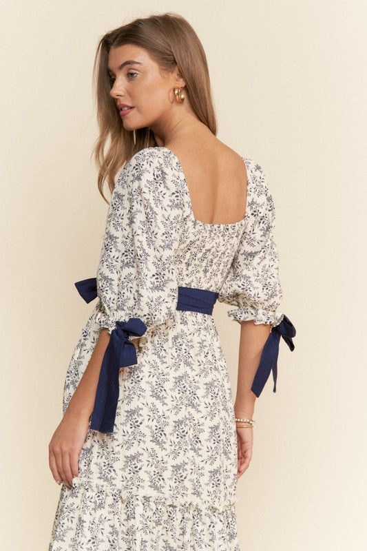 Floral Print Smocked Maxi