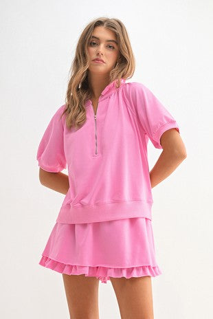 Pretty in Pink Top and Ruffled Shorts Set