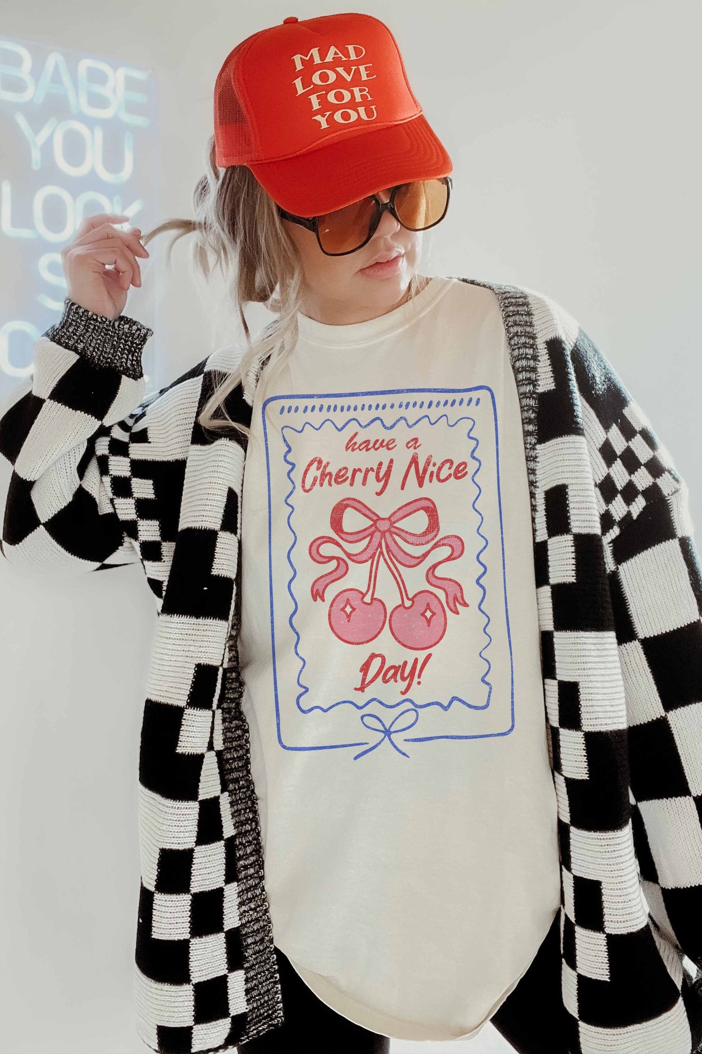 Have A Cherry Nice Day Oversized Graphic Tee