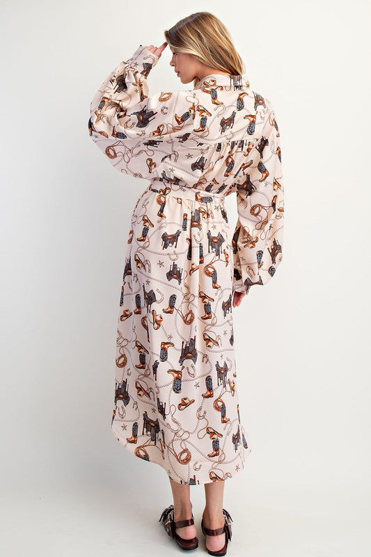 Western Shirt Dress-Doeskin