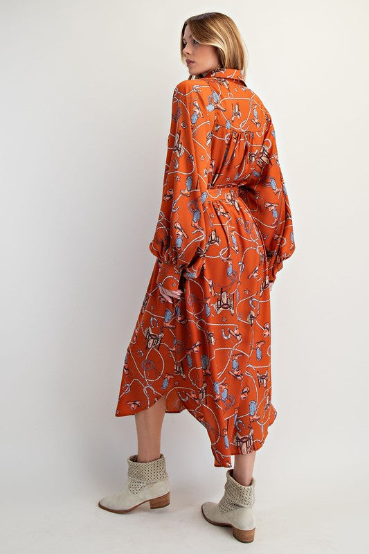 Western Satin Shirtdress