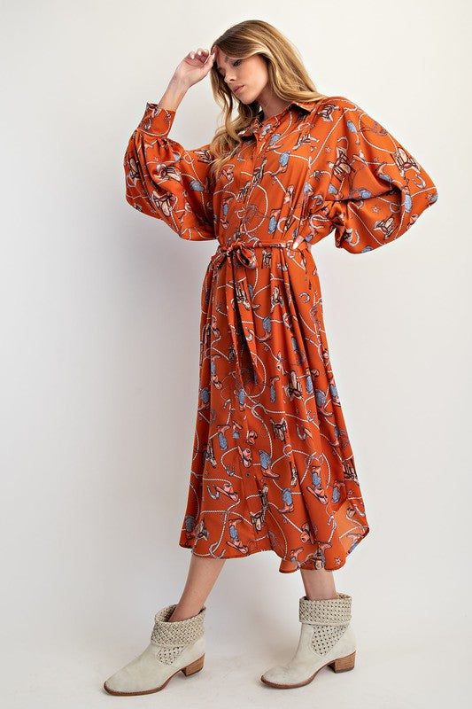 Western Satin Shirtdress