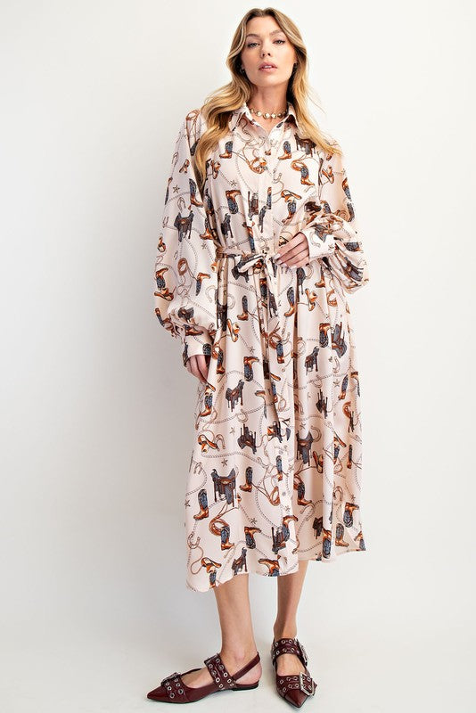 Western Shirt Dress-Doeskin