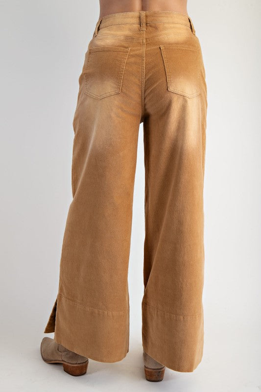 Corduroy Wide Leg Pants-C