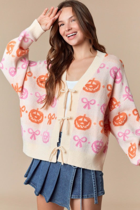 Front Tie Halloween Cardi