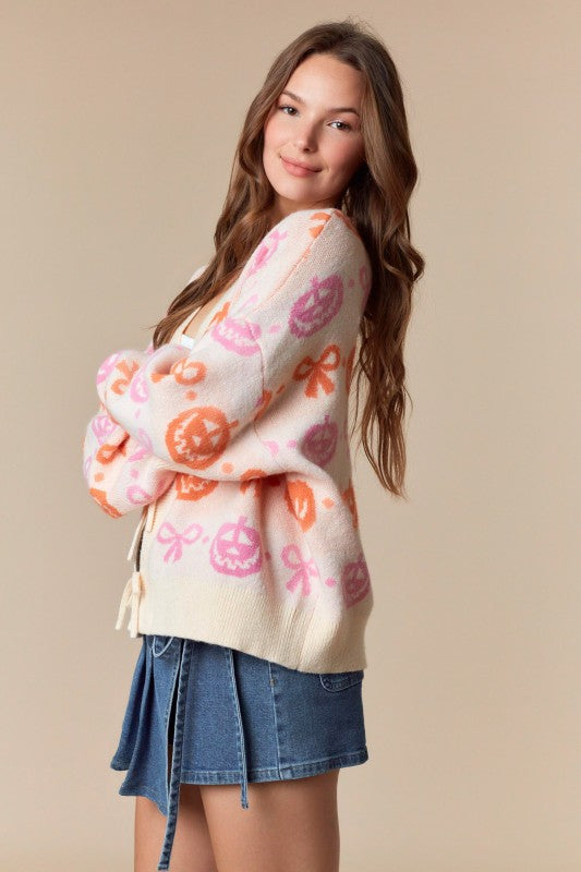 Front Tie Halloween Cardi