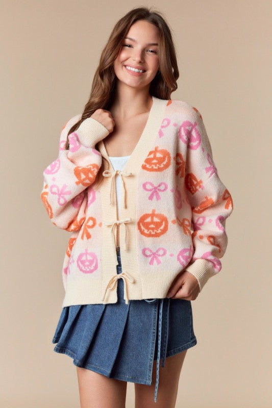 Front Tie Halloween Cardi