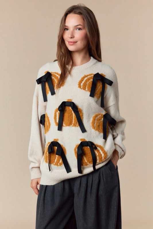 Fall Pumpkin Bow Sweater