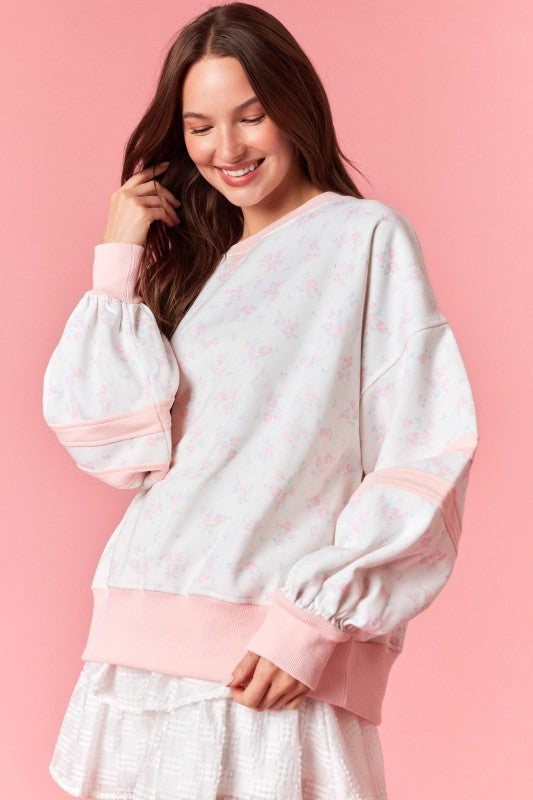 Stripe Floral Fleece