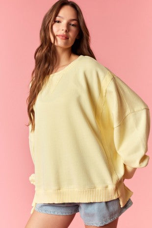 Yellow Split Hem Pullover