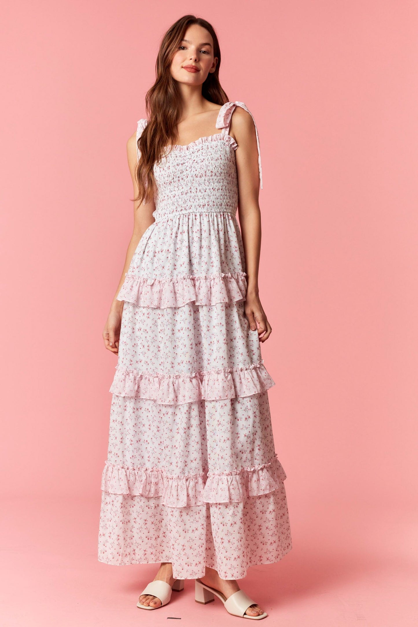 Pink Ditsy Floral Maxi
