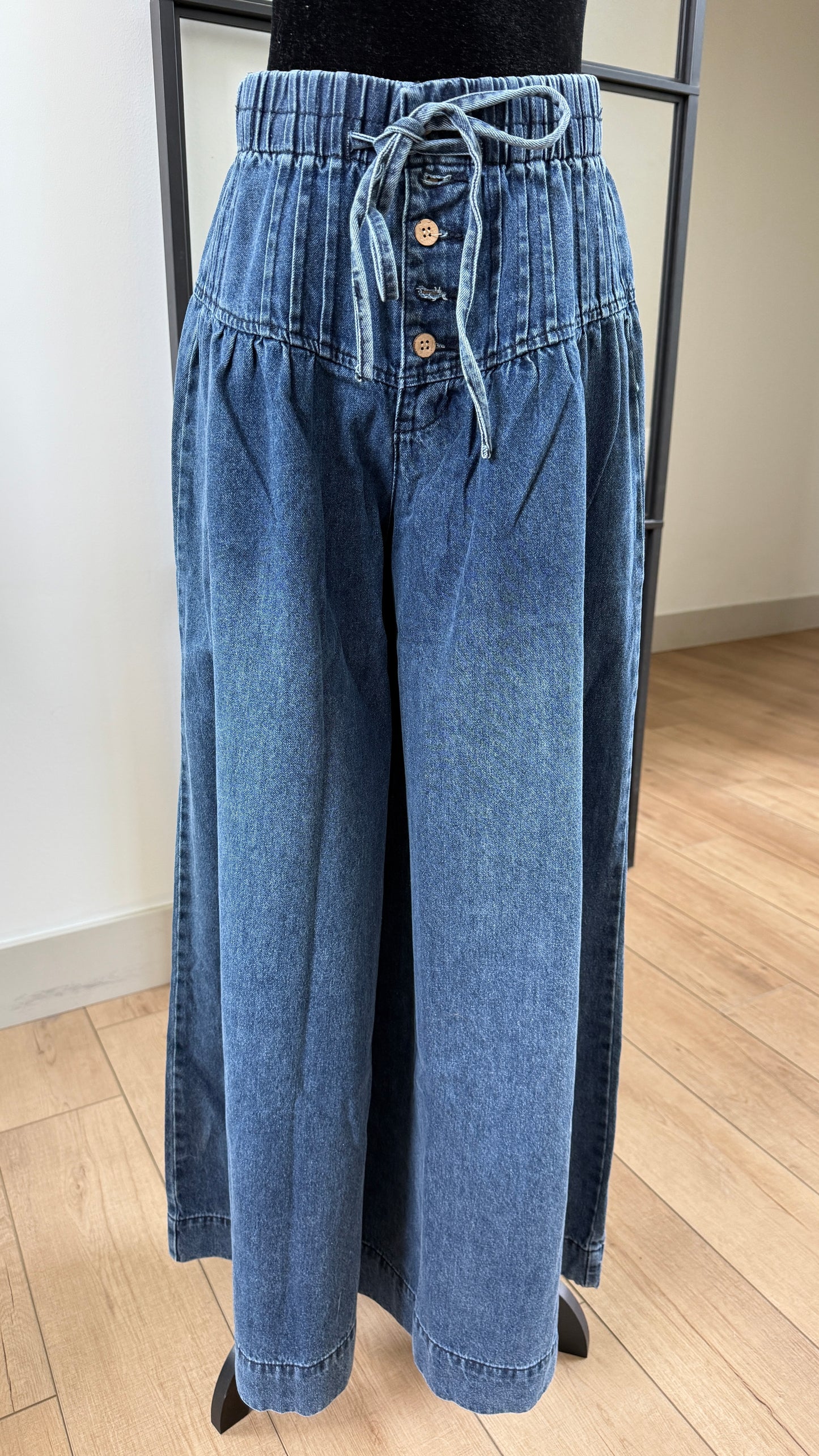 Bow Wide Leg-Dark Denim