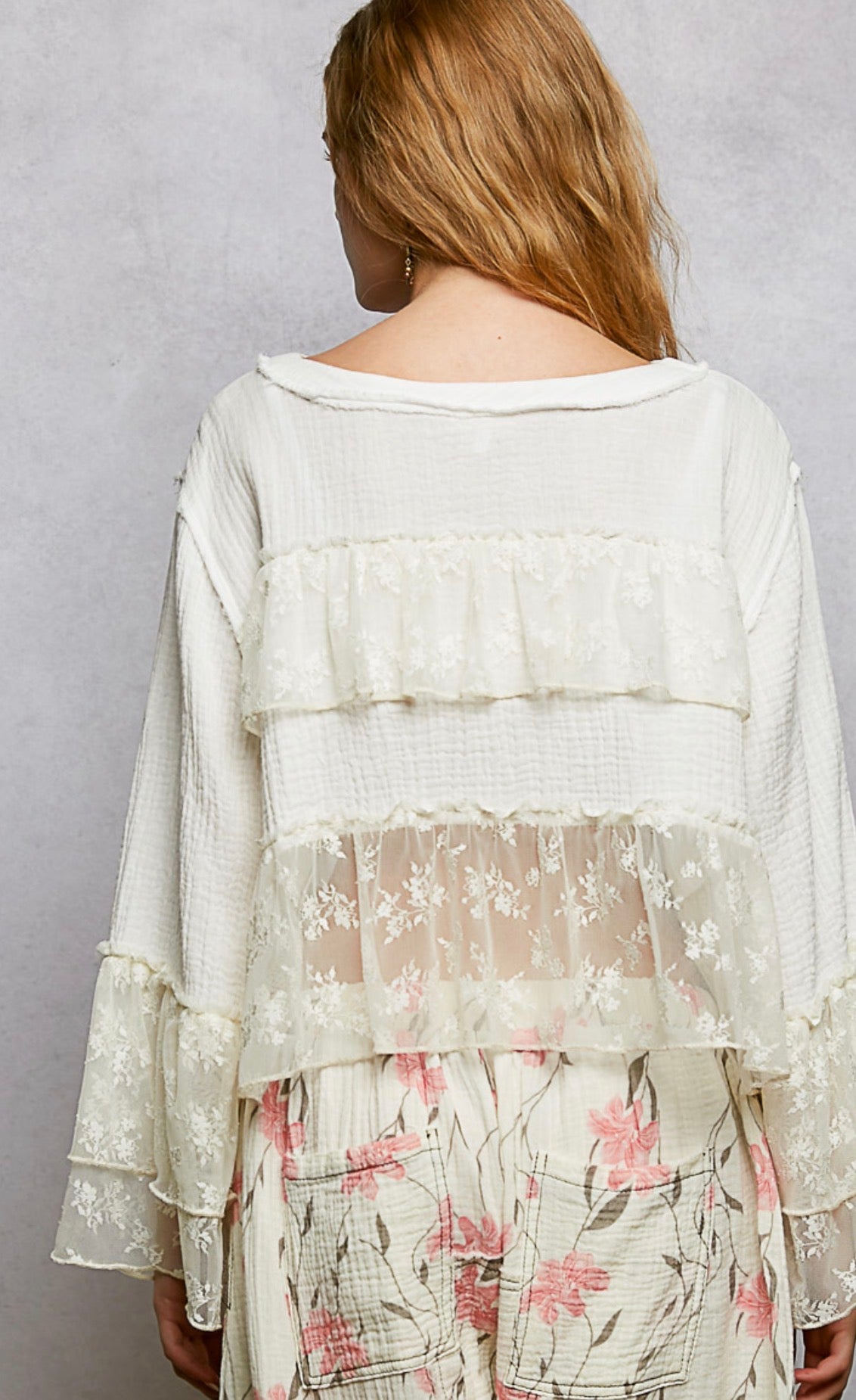 POL Lace and Ruffle Shirt