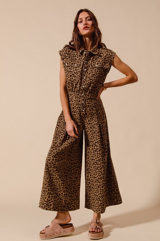 Leopard Twill Jumpsuit