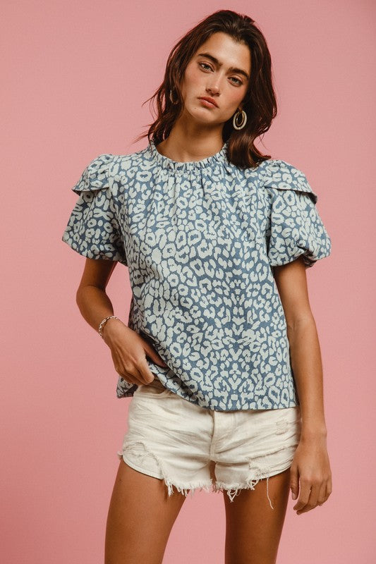 Leopard Print Denim Top