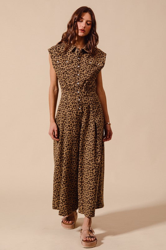 Leopard Twill Jumpsuit