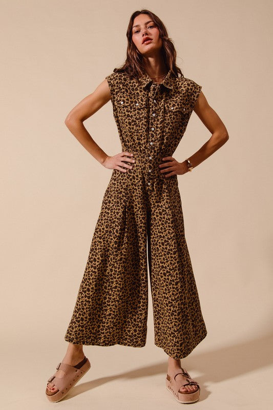 Leopard Twill Jumpsuit