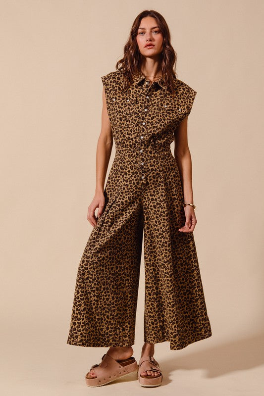 Leopard Twill Jumpsuit