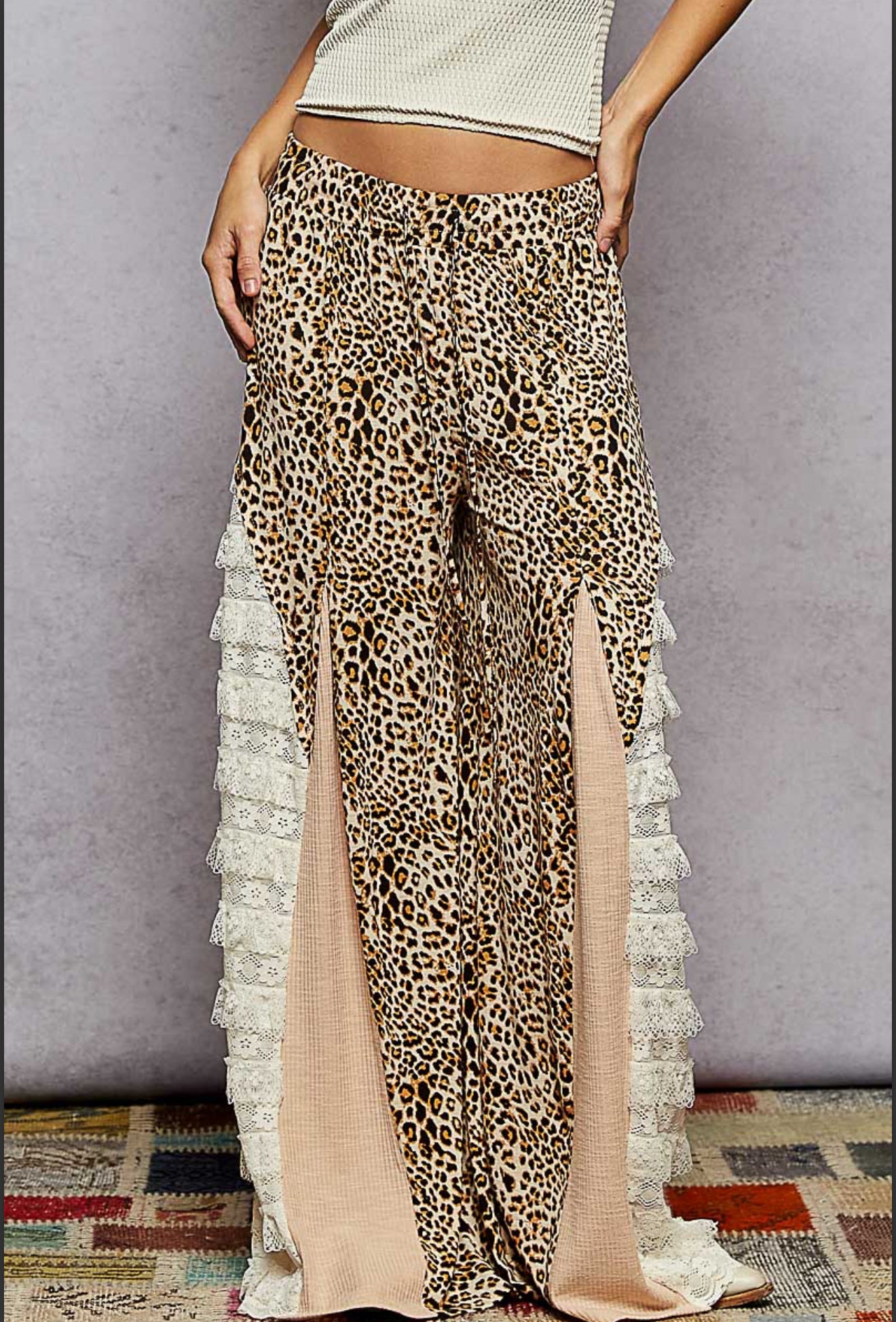 POL ANIMAL LACE PANTS