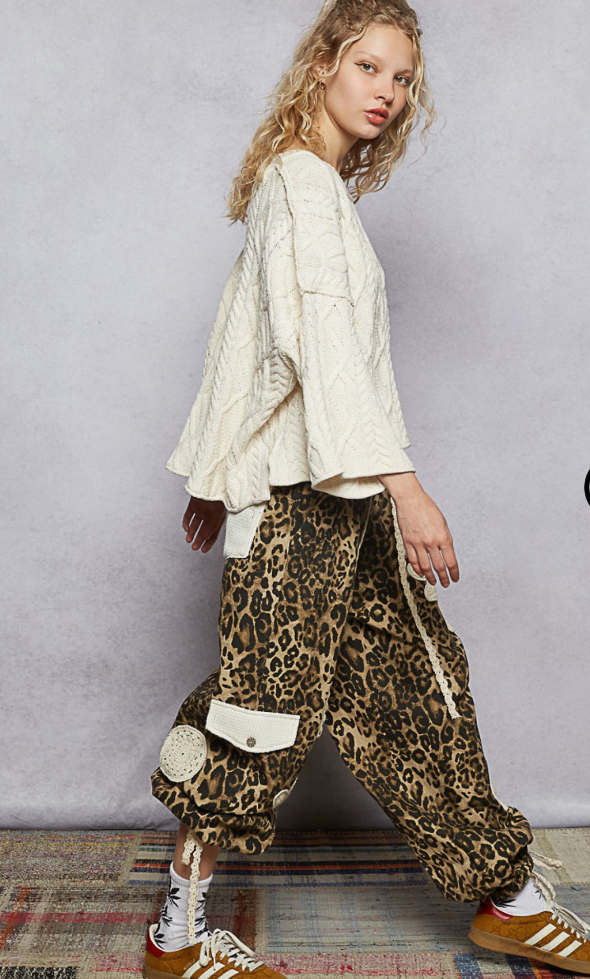POL Animal Print Button Pants
