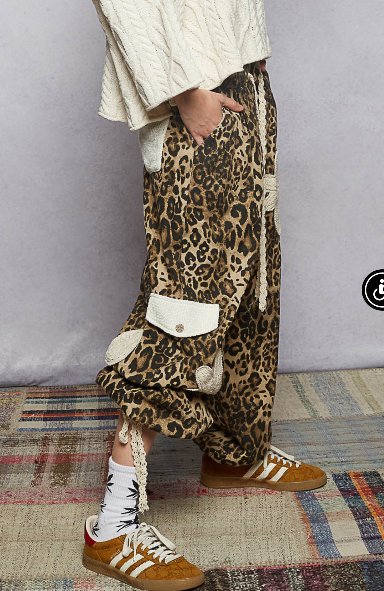 POL Animal Print Button Pants