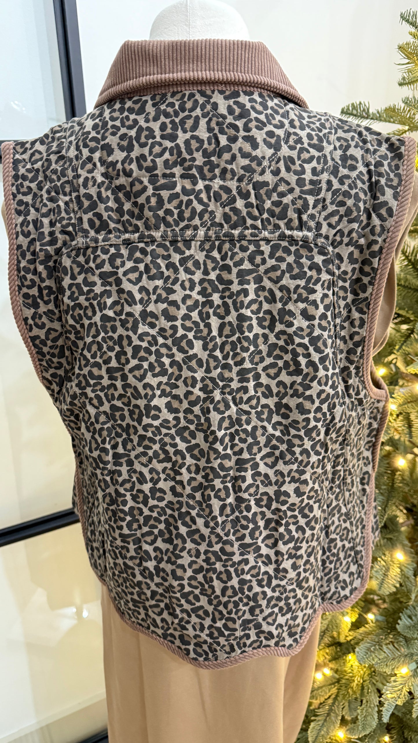 Scalloped Animal Print Vest