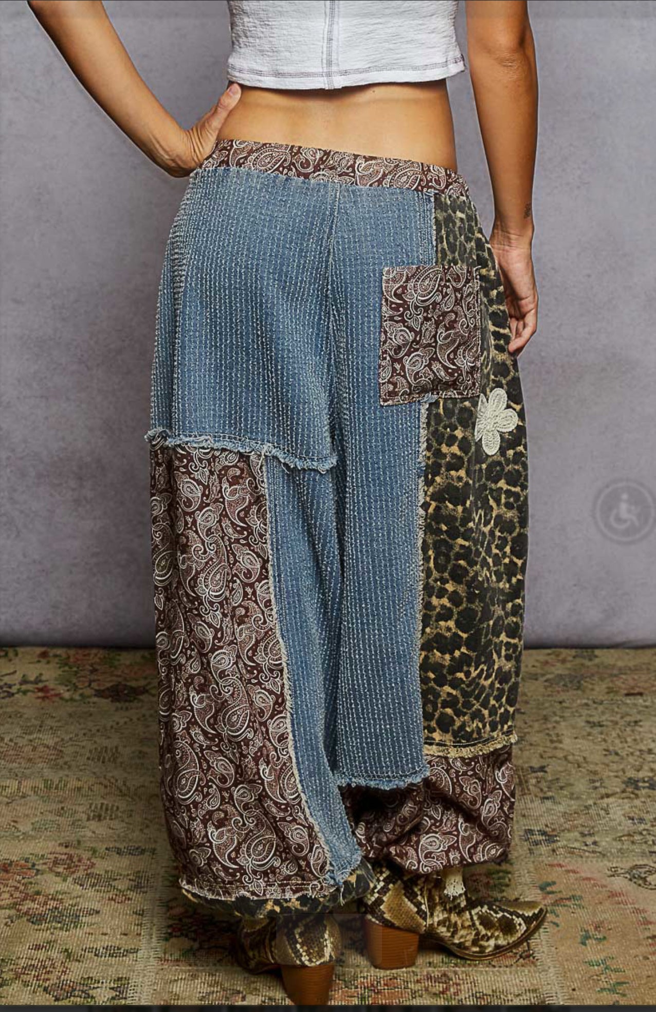 POL DENIM CHEETAH PANTS