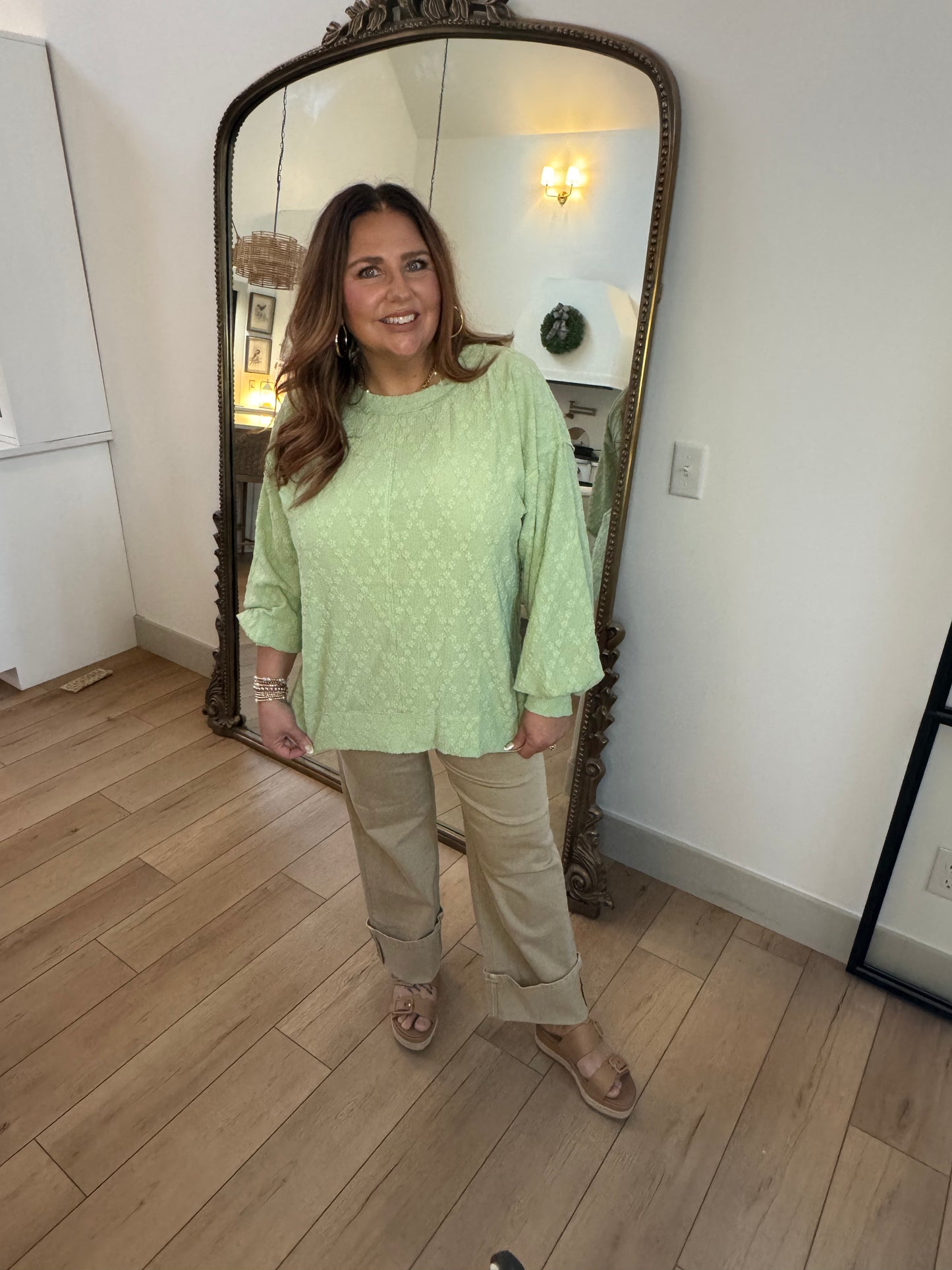 Lightweight Oversized Floral Textured Tunic