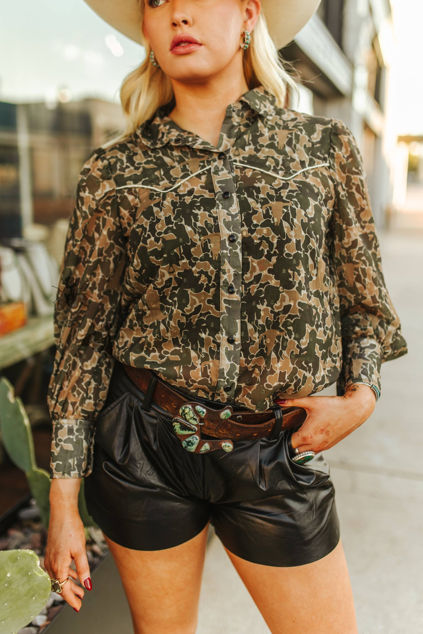 Trophy Wife-Camo Blouse