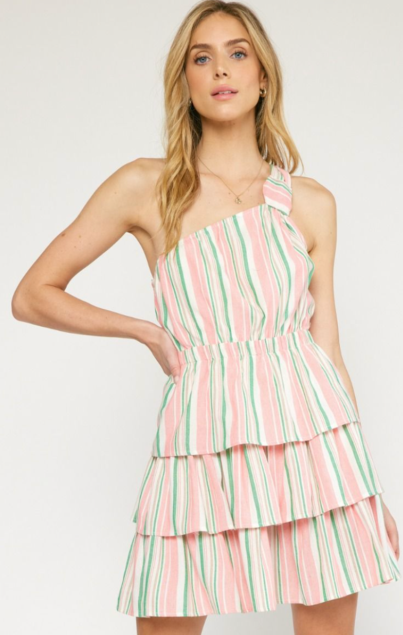 Summer is Here One Shoulder Ruffle Dress