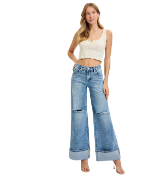 Risen Wide Cuff Jeans