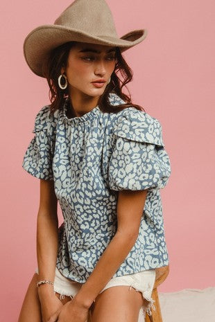 Leopard Print Denim Top