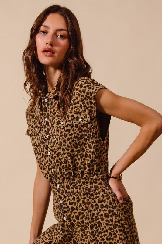 Leopard Twill Jumpsuit