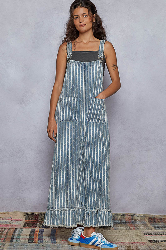 POL Ruffle Stripe Overalls