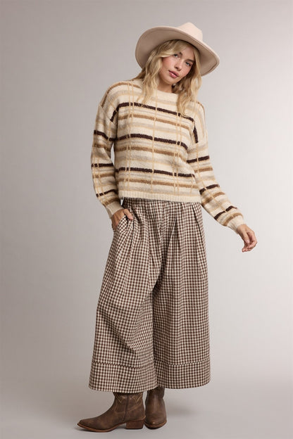 Wide Leg Gingham Pants