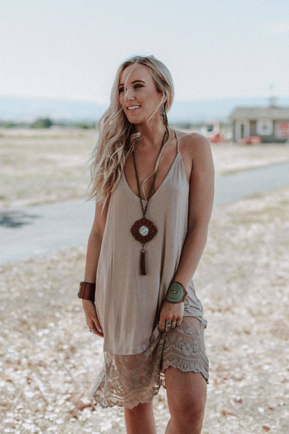 Lace Hem Slip - Mocha