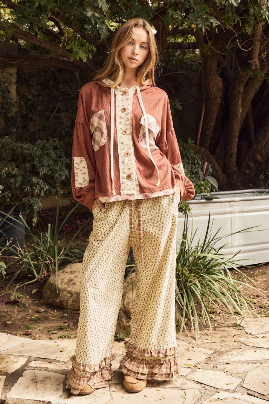 Floral Print Wide Leg Pants