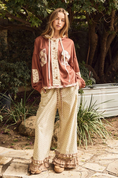 Floral Print Wide Leg Pants