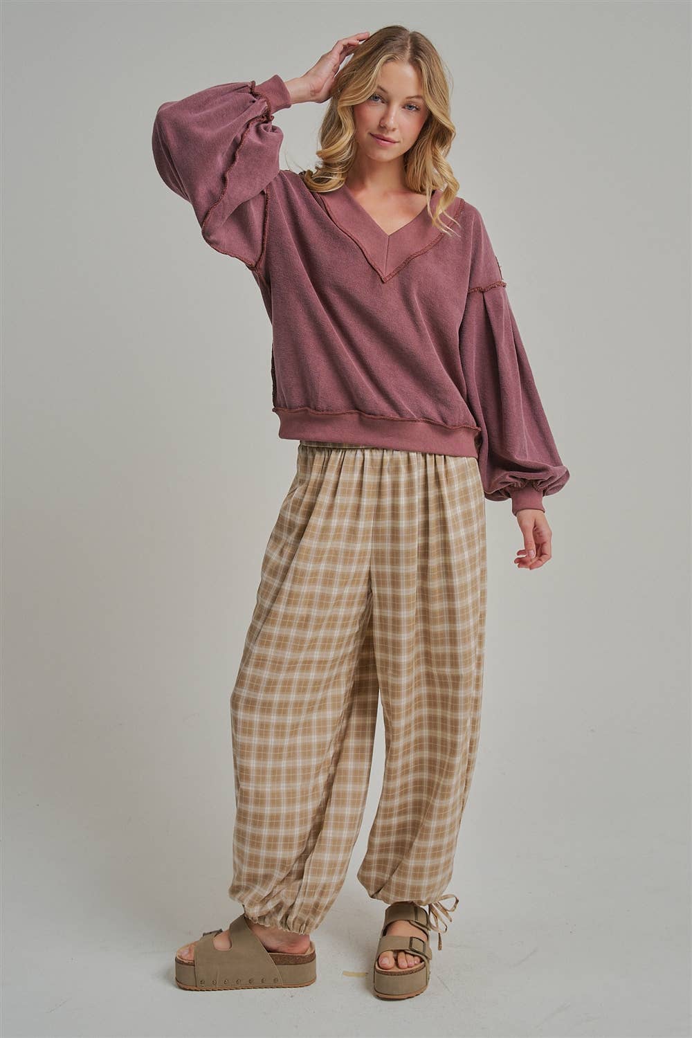 Plaid Balloon Pants