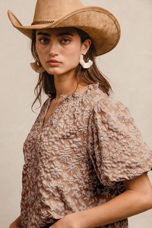 Floral Pattern Top-Brown