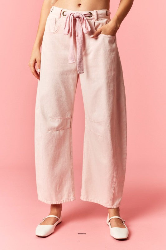 Mineral Washed Barrel Jean